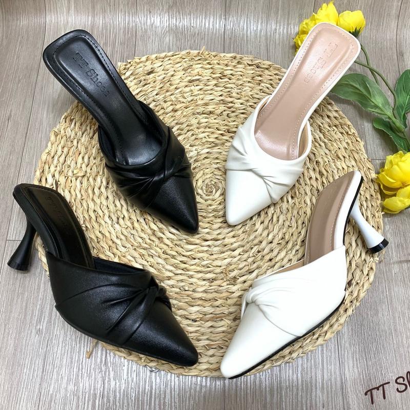 ( form to mn đừng tăng size nhé ) Giày cao gót sục 7cm xếp giữa da mờ mũi nhọn êm chân TT Shoes son7cmbx09