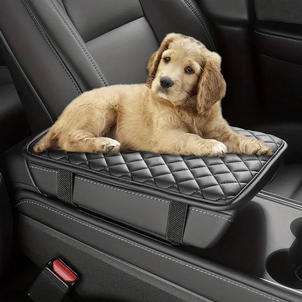 Plaid Pattern Car Armrest Mat, Car Armrest Storage Box Mat, Waterproof Anti-slip Car Armrest Cover, Car Center Console Mat, Car Armrest Box Protective Cover
