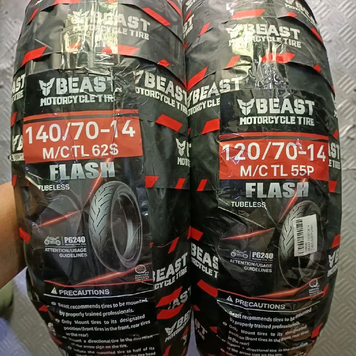 Beast Tire Flash for Aerox Tubeless Tire All Season Sizes 110/80-14, 120/70-14 & 140/70-14 with Free pito and Tire Sealant