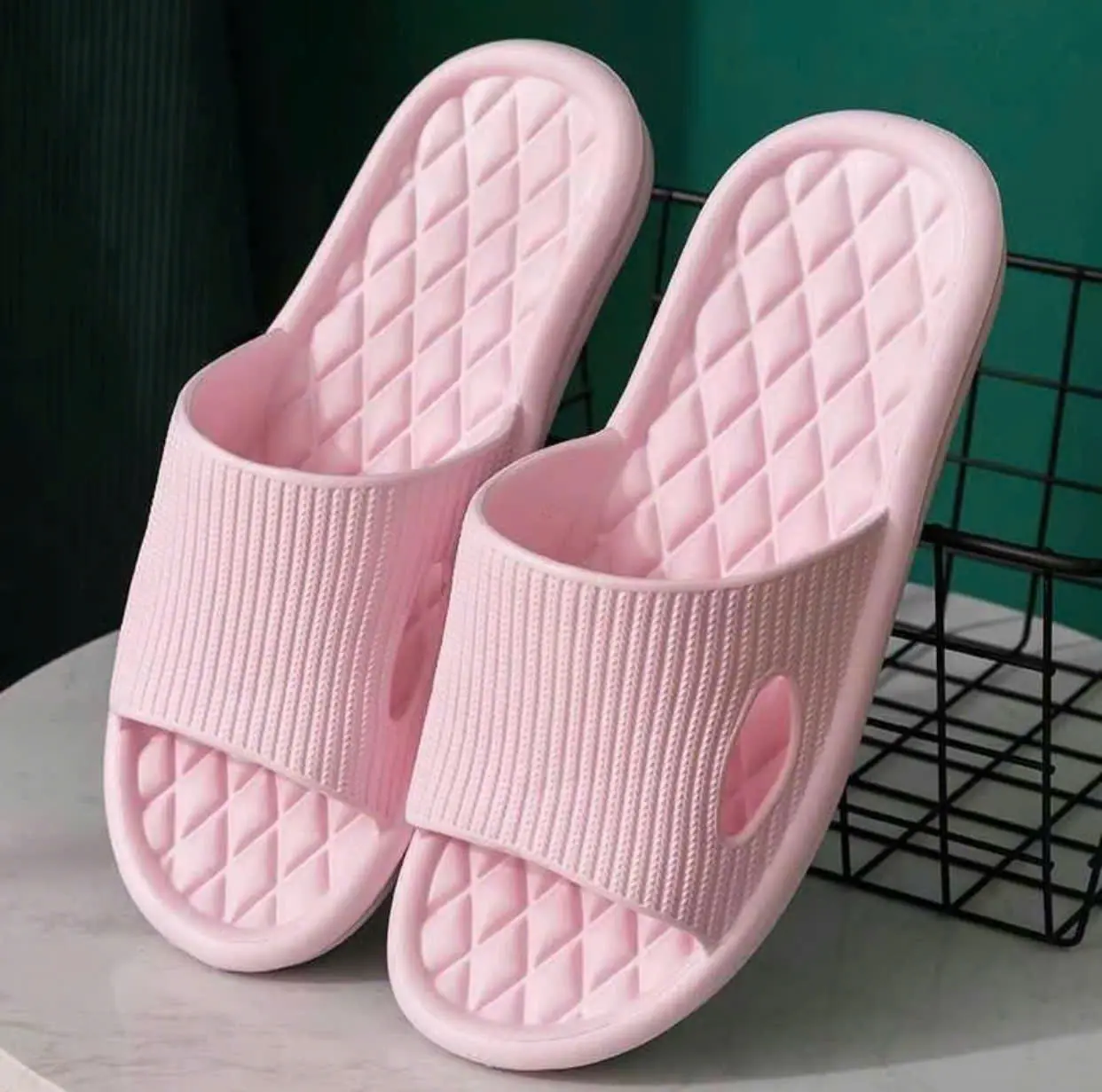 Dép đi trong nhà tắm văn phòng khách sạn chống trơn trượt dép lê nhẹ thoáng khí cao su Slipper DéP DéP Women
