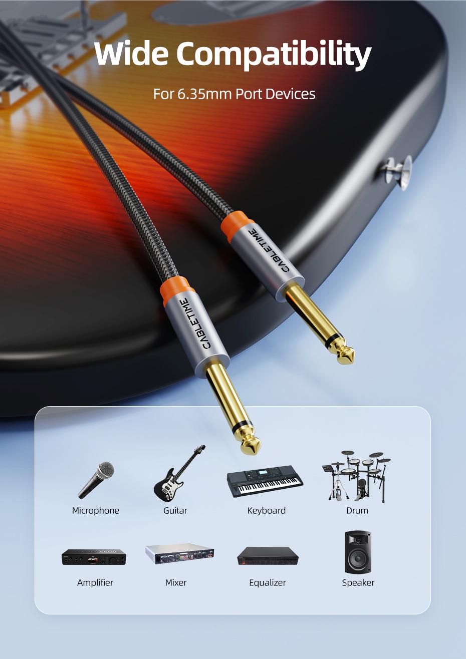 CABLETIME Kabel Aux TS 6.5mm Mono Audio Jack for Audio Equipment CABLETIME Kabel Aux TS 6.5mm Mono Audio Jack for Audio Equipment