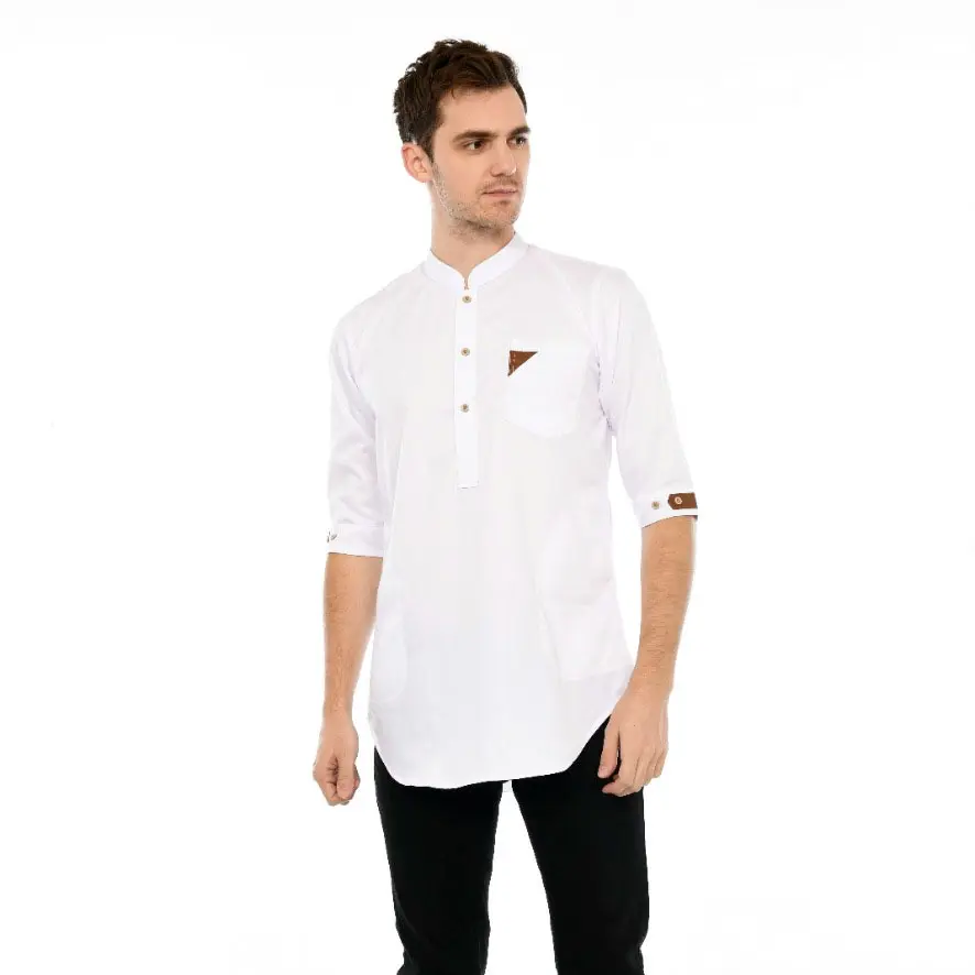 Baju Koko Kurta Pakistan Pria Dewasa Lengan 3/4 Katun Muslim Pendek Panjang
