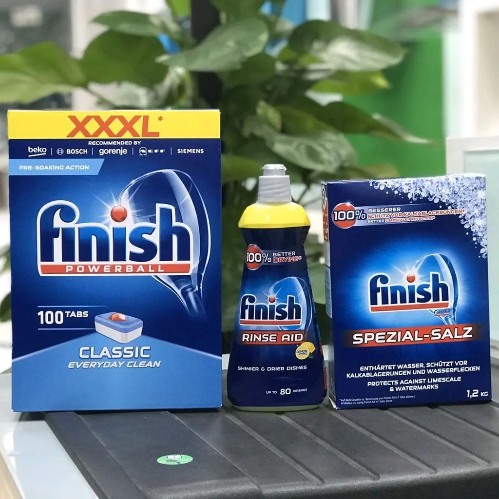 Viên rửa bát Finish sản phẩm của CHLB ĐỨC được sử dụng cho máy rửa bát