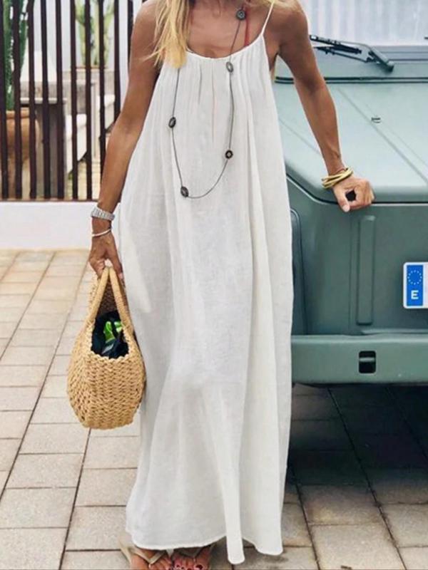 Women's Solid Color Backless Cami Dress, Casual Sleeveless Dress for Summer, Ladies Clothes for Beach Holiday Vacation 1