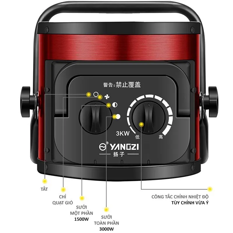 Quạt sưởi ZANGZI - 2000W kcb Máy Sưởi Sưởi Ấm 2