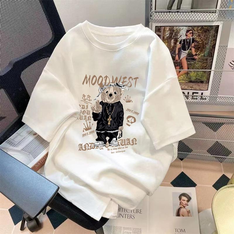 Product Introduction of Limited-Time Discount Youth Summer Short-Sleeved T-shirt Cartoon Print Half Sleeve Shirt Loose All-Matching round Neck T-shirt Clothing Women's Clothing 6