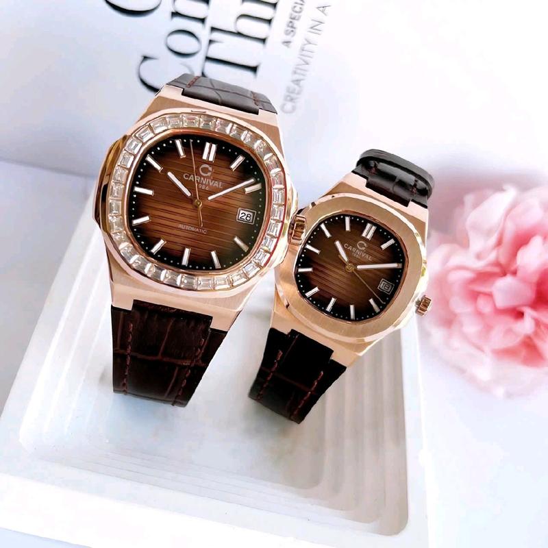   Chính Hãng 100%  Đồng Hồ Cặp Carnival 8108G  8108  va 8161L  8161  8160L  Máy Nữ Pin  Nam Cơ Kính Sapphiare Siz 35,40 