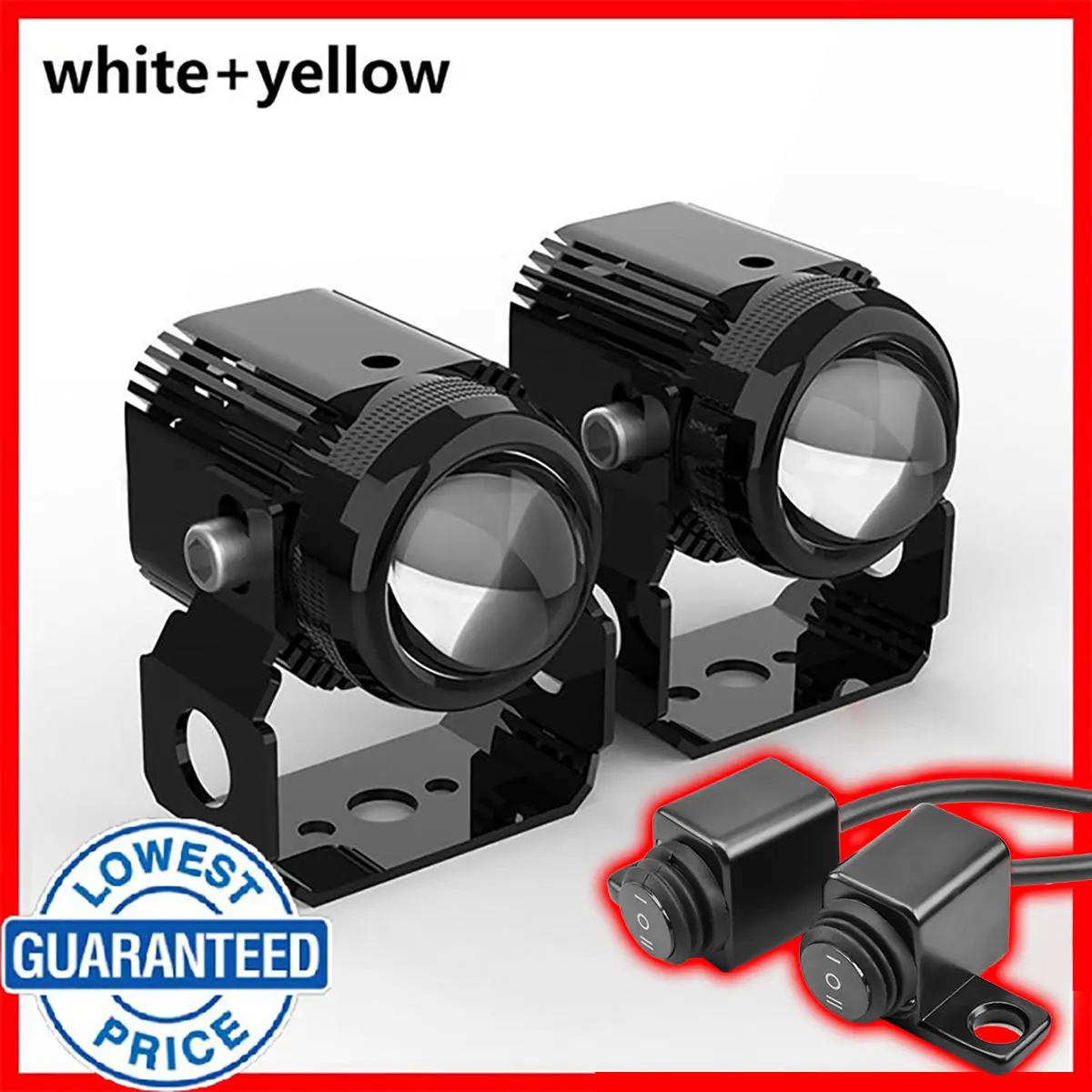 60W Mini Driving Light Set With Bracket Mdl Led Lights For Motorcycle Headlight Work Car 2 Color Dual Fisheye Lens Fog Spot