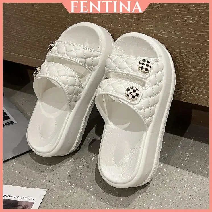 M-PH FENTINA Sandal Wanita Kekinian Sandal Fuji Korea Sandal Jelly Slop Wedges Premium Tidak Licin Empuk Hitam Sendal 0