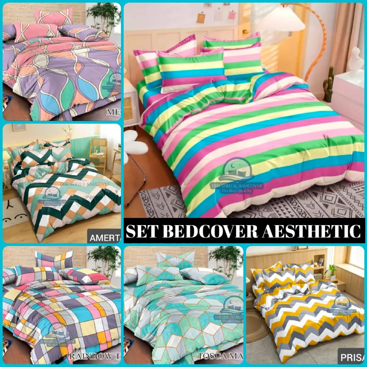 PROMO BEDCOVER SET AESTHETIC BAHAN KATUN LEMBUT KING SIZE 180 X 200 ANTI LUNTUR