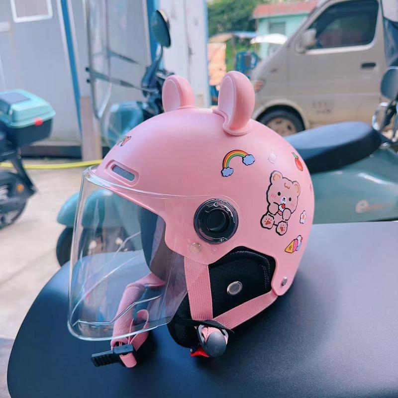 Mũ bảo hiểm trẻ em, mùa đông 2024, 3C, Bịt tai Có Thể Tháo Rời Chống rơi, Thích hợp cho học sinh 3-15, Mũ bảo hiểm xe máy ô tô Điện dễ thương