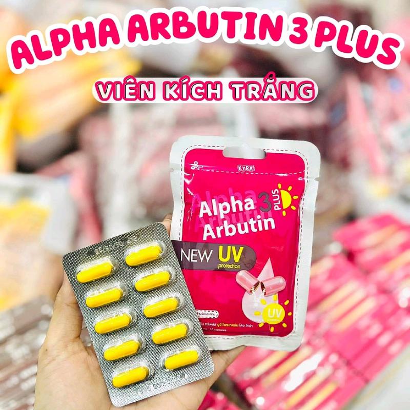 Vỉ 10 Viên Trộn Kem Kích Trắng Alpha Arbutin Plus New UV - Thái Lan