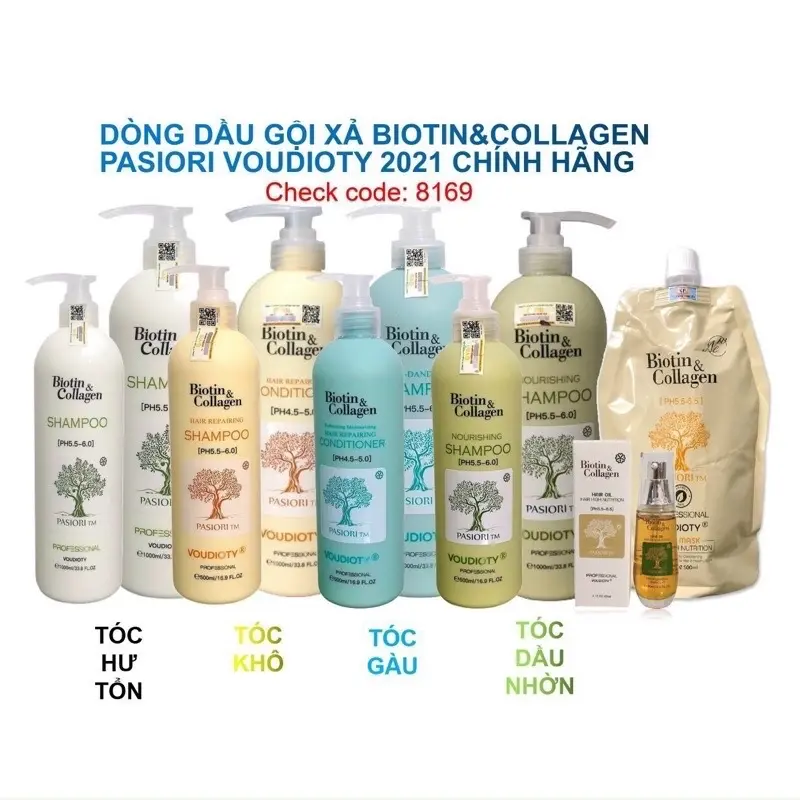 DẦU GỘI XẢ BIOTIN COLLAGEN VOUDIOTY VISI CHÍNH HÃNG NEW (CHAI TO 1000ML) Nữ 4