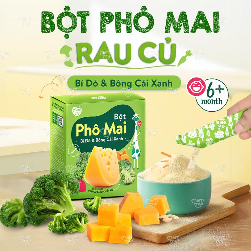 Hộp Bột Phô Mai Rau Củ MĂMMY Vị (Cải Ngọt Cà Rốt, Bí Đỏ Bông Cải, Cải Xoăn Cà Rốt) Dạng Bột Rắc Cơm, Nui, Cháo Bổ Sung Vitamin, Chất Xơ Cho Bé Từ 6 Tháng (3gr x 10)