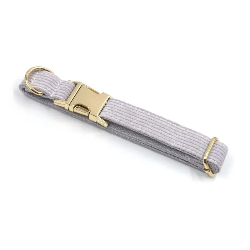 Handsome British Style Corduroy Pet Collar, Zinc Alloy Buckle Adjustable Pet Collar, Comfortable and Breathable, Pet Supplies for Small and Medium-sized Dogs 2