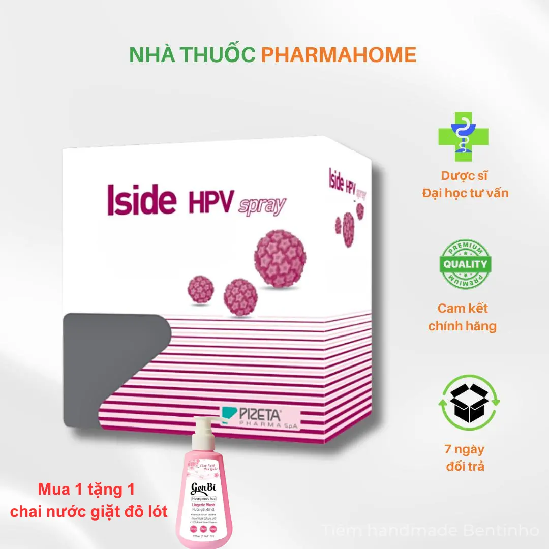 [CHÍNH HÃNG - TẶNG QUÀ] Iside HPV spray - Hỗ trợ đào thải HPV - Tăng sức đề kháng - Hộp 1 bình xịt và 14 vòi xịt