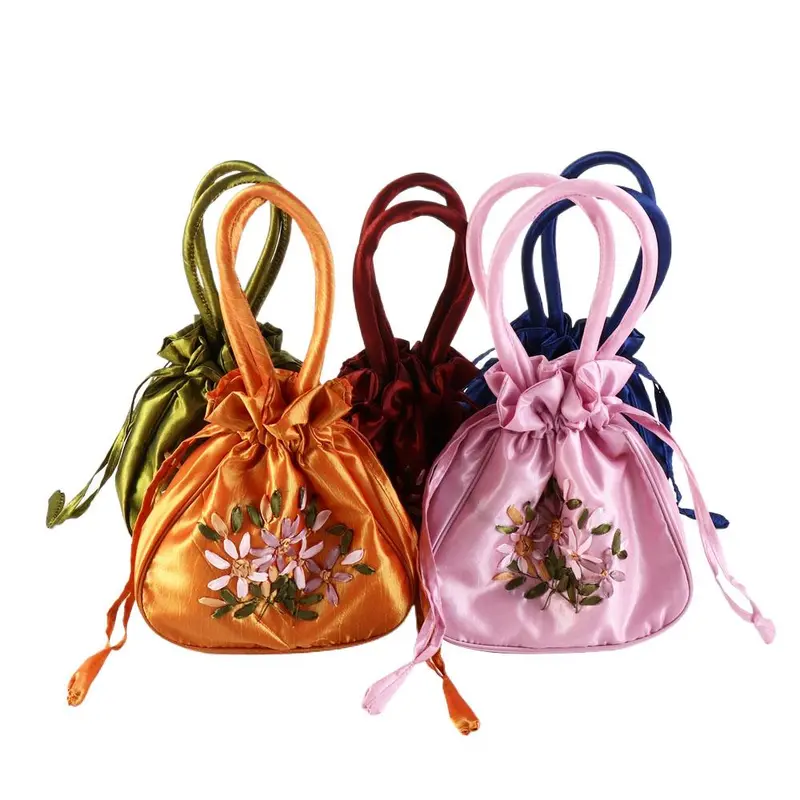 Túi Dây Rút Trung Quốc Hanfu Lụa Satin, Thời Trang, Phong Cách Dân Tộc, Túi Cho Mẹ, Túi Xách Hoa Thêu, Túi Ăn Trưa Hàn Quốc, Ví Nhỏ Thích Hợp Cho Phụ Nữ Và Trẻ Em Gái 7