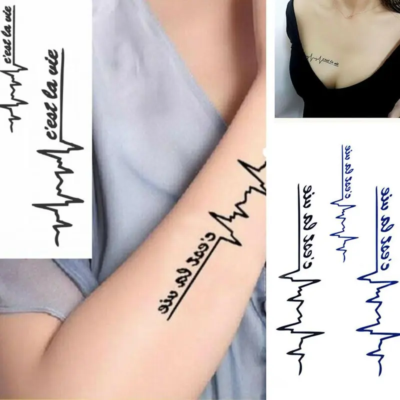 Miếng Dán Hình Xăm Hình Xăm Điện Tâm Đồ Chuyển Nước, Không Độc Hại, Không Thấm Nước, Tranh Cơ Thể, P2T9 0