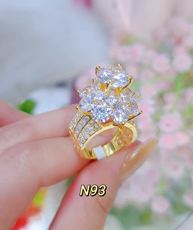 [N93] Nhẫn nữ hoàng đá trắng 3 tầng đai đính đá baguet kiểu dáng sang trọng