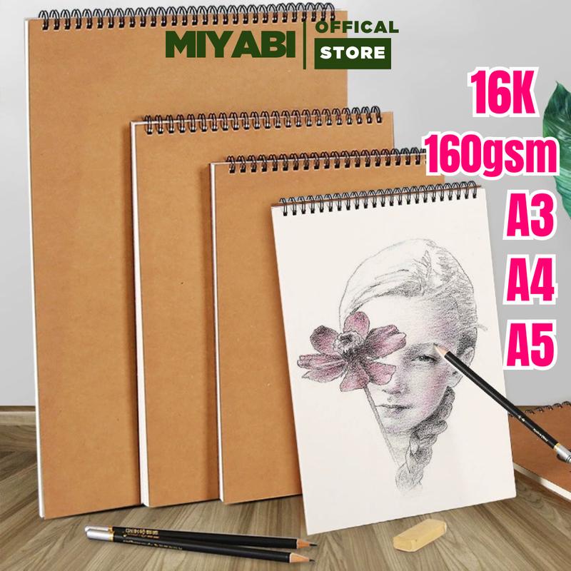Sổ vẽ phác thảo A3 A4 A5 Sketchbook 160gsm 30 tờ / 60 trang giấy vẽ chì phác họa màu nước Sketchnote