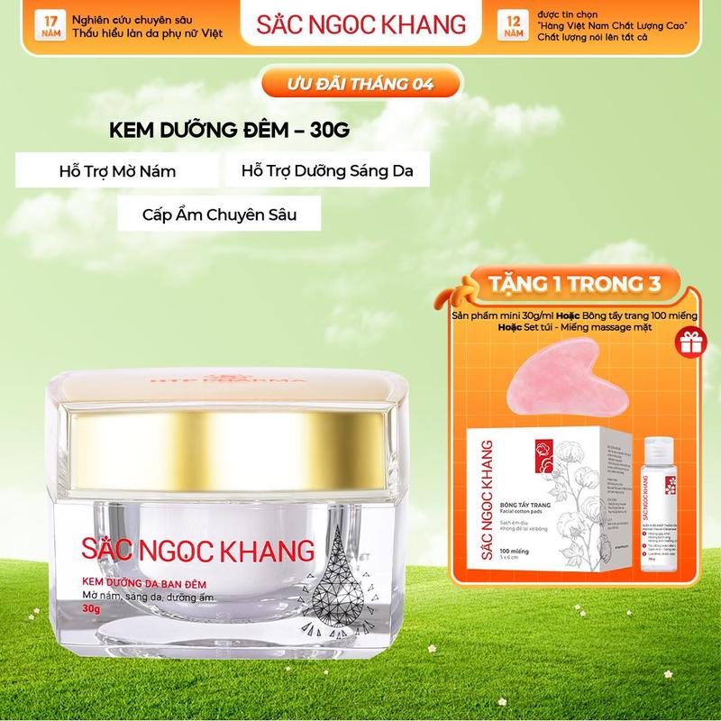Kem Dưỡng Da Hỗ Trợ Cải Thiện Nám, Sạm, Tàn Nhang Sắc Ngọc Khang 30G - Kem Face Dưỡng Ẩm Da Hỗ Trợ Dưỡng Sáng Da Làm Đẹp Da Skincare