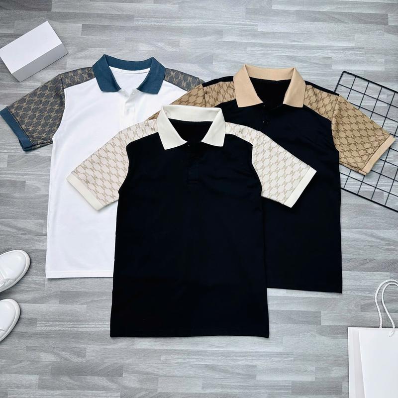 [A105] Áo thun nam tay ngắn cổ trụ vải cotton phối thiết kế thời trang trẻ trung năng động màu đen màu trắng có cổ Polo Menswear Top