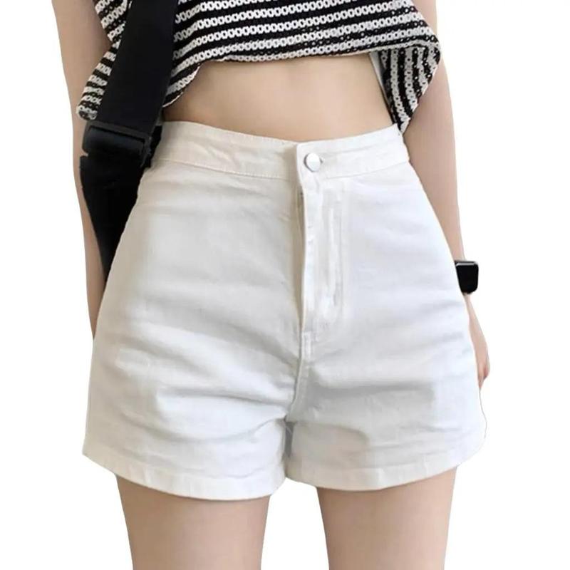 COMBO 2 QUẦN Quần short nữ dáng ôm lưng cao chất vải kaki co giãn nhẹ mềm mịn hai màu đen trắng -bbkk1 Jean Pants Women Kem