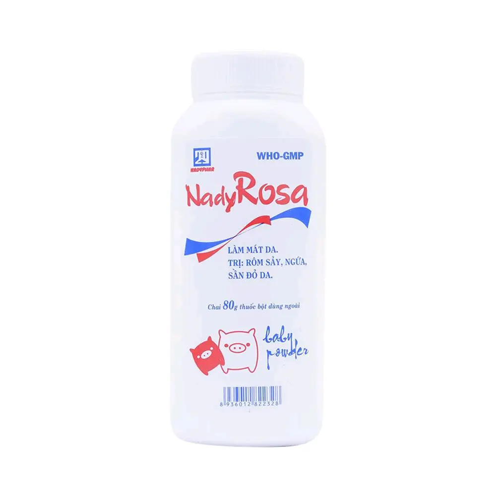 Phấn rơm sẩy NADY ROSA chai 80g mẩn ngứa, mát dịu da