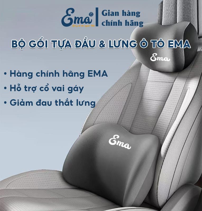  Bộ gối tựa đầu & tựa lưng ô tô chính hãng EMA thiết kế công thái học giảm đau cổ vai gáy thắt lưng 