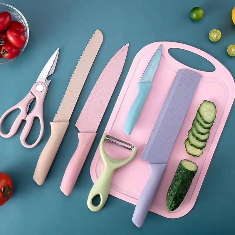 Set Pisau Dapur Stainless Steel 6 in 1 dengan Gagang Polymer dan Mata Pisau Baja Tahan Karat