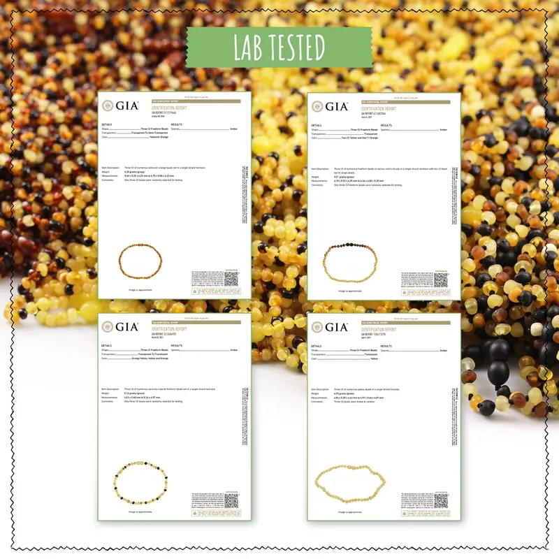 Kalung Amber CUSTOM NAMA untuk Bayi - Balita - Anak. Motif 33 - Motif 48 baltic amber 8