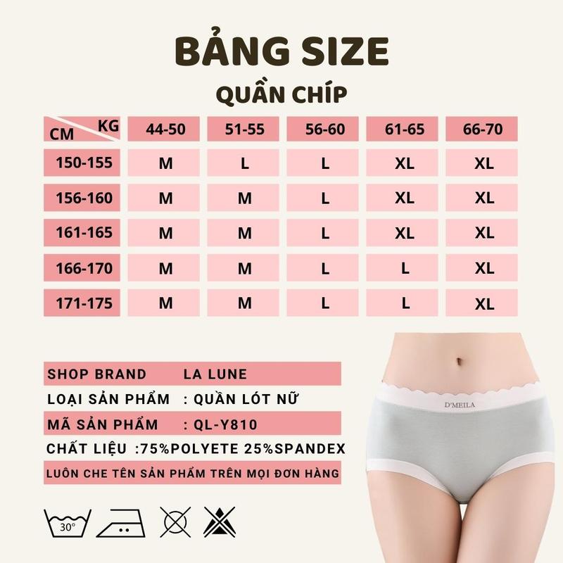 Product Introduction of Đồ Lót Cotton Gân Cho Nữ, Bộ 5 Chiếc, BRALUNE, Kháng Khuẩn Và Thoáng Khí, Quần Sịp Nữ, Mã 163, Dành Cho Nữ Váy Lệch Vai 1