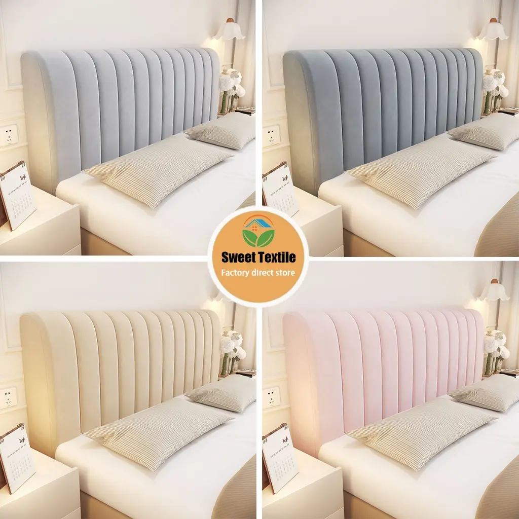 Anti-collision headboard soft covers thickened bedside cover For 1.8/2m/2.2m bed heads cover skin-friendly high-end feel wooden bed backrest soft cover fully covered cotton univers Velvet Minimalist