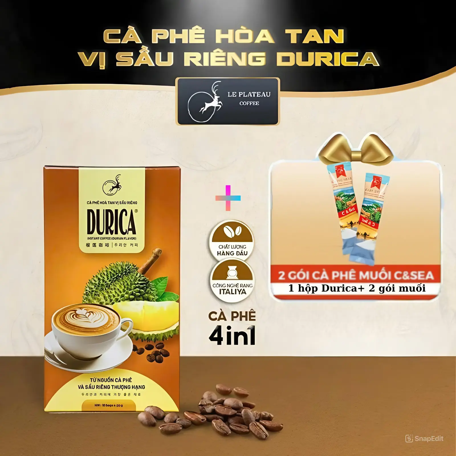 [ƯU ĐÃI] COMBO CÀ PHÊ 1 HỘP CÀ PHÊ SẦU RIÊNG DURICA + 2 GÓI CÀ PHÊ MUỐI C&SEA THƠM NGON CHUẨN VỊ Coffee Cafe