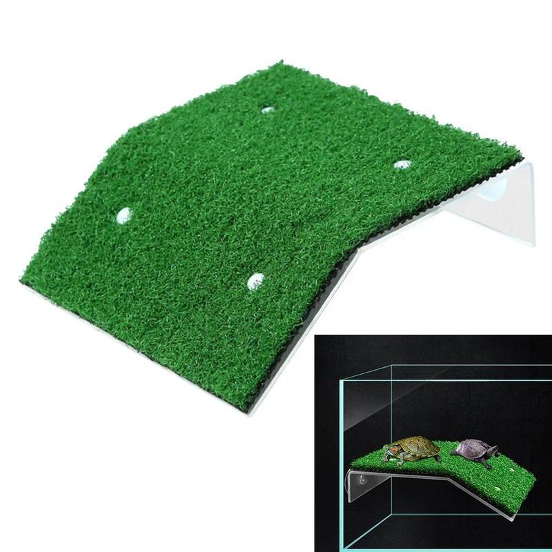 Product Introduction of Reptile Lawn Slope Turtle Basking Platform Turtles Resting Basking Platform Simulation Grass Turtle Ramp ForTank Reptile Habitat 1