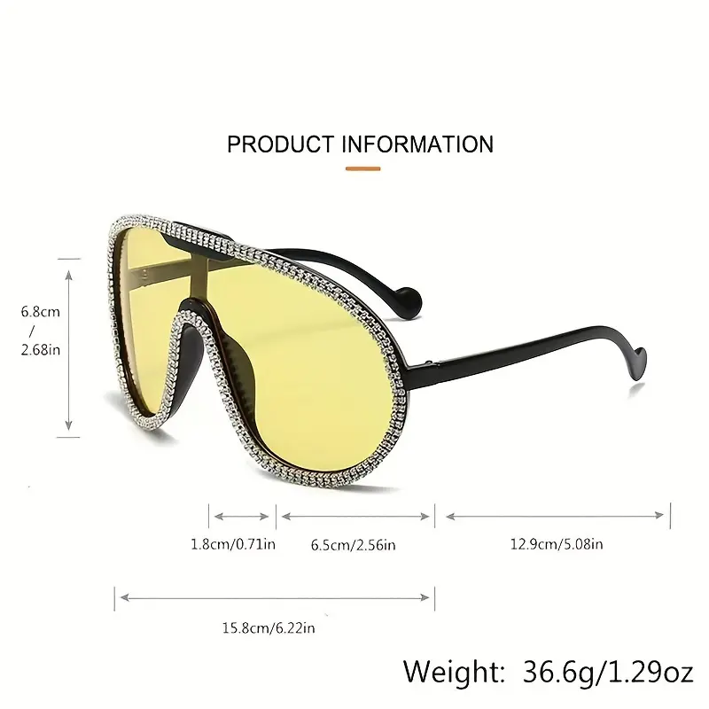 Luxury Rhinestone Shield Fashion Glasses for Women - Oversized Gradient Lens, Windproof Party & Fashion Accessory with Sparkling Frame Design 4