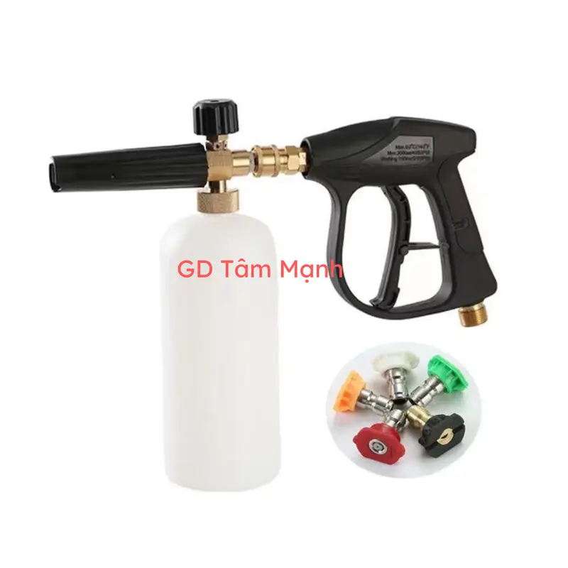 Bộ vòi xịt phun bọt tuyết rửa xe 1L lắp máy rửa xe áp lực cao và 5 béc xịt góc độ. 4