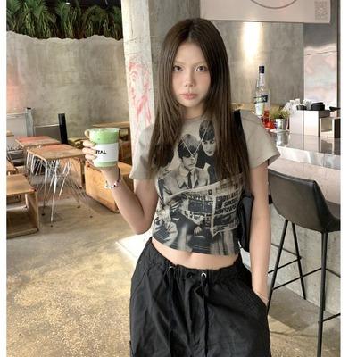 Product Introduction of Round Neck Short Sleeve T-Shirt Summer New Slim Fit Flattering Versatile Short Top Casual Women's Fashion Versatile Personality Hot Girl Korean Style Clothing 2
