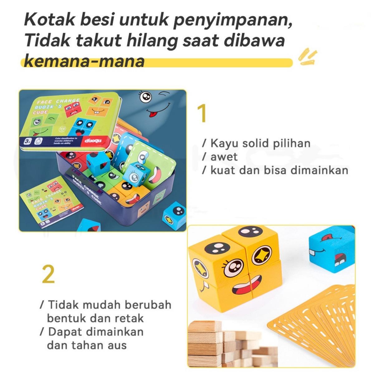 "Mainan Pemecah Kecermatan Rubik's Cube - Blok Konstruksi Pendidikan Ekspresi Wajah Ideal untuk Anak-anak dan Keluarga"