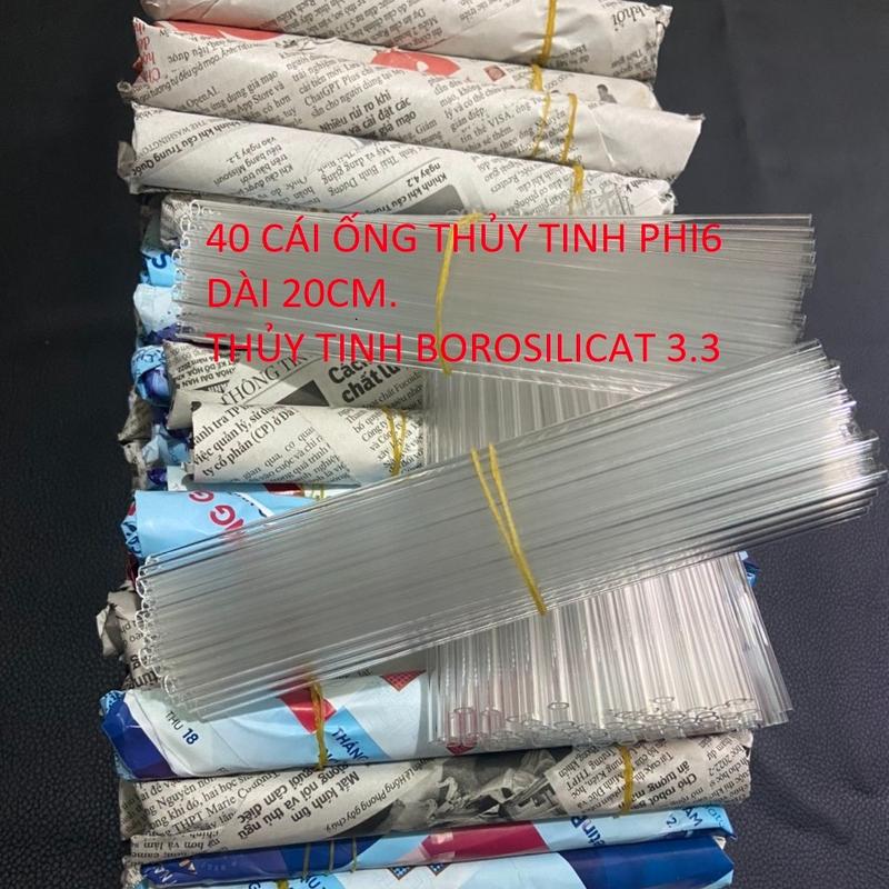 GIÁ SỈ COMBO 40 CÁI ỐNG THỦY TINH TRẮNG TRONG SUỐT PHI6, DÀY THÀNH ỐNG 1.1MM DÀI 19-20CM ống thủy