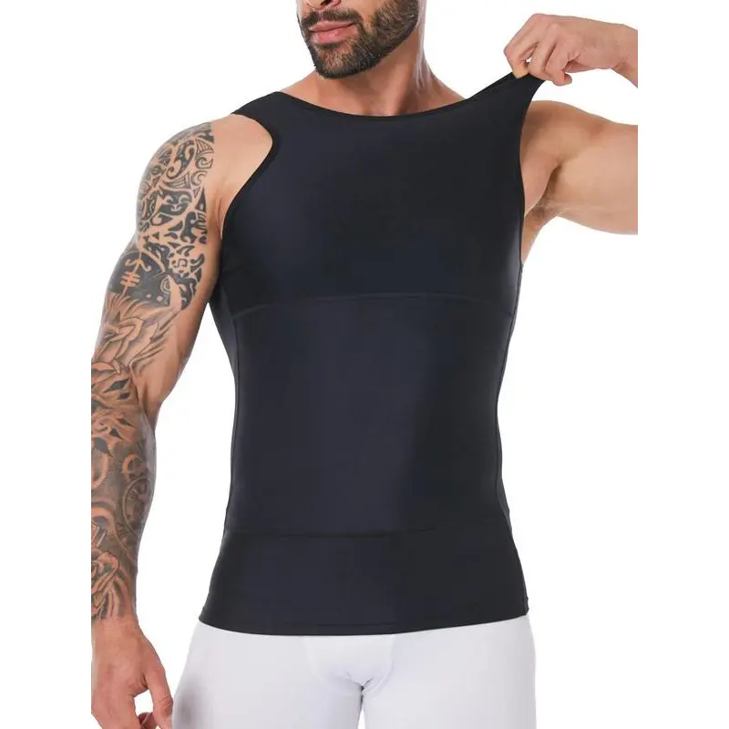 Men's Solid Color Compression Top, Tummy Control Shaper, High Stretch Shapewear Tank Top for Men, Shaper for Men, Singlet for Men Menswear Socks 1