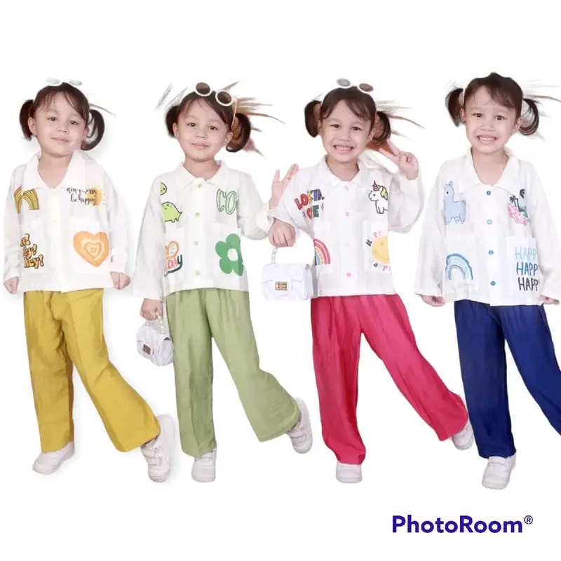 stelan emoji anak perempuan viral crinkle 3-12 tahun 0
