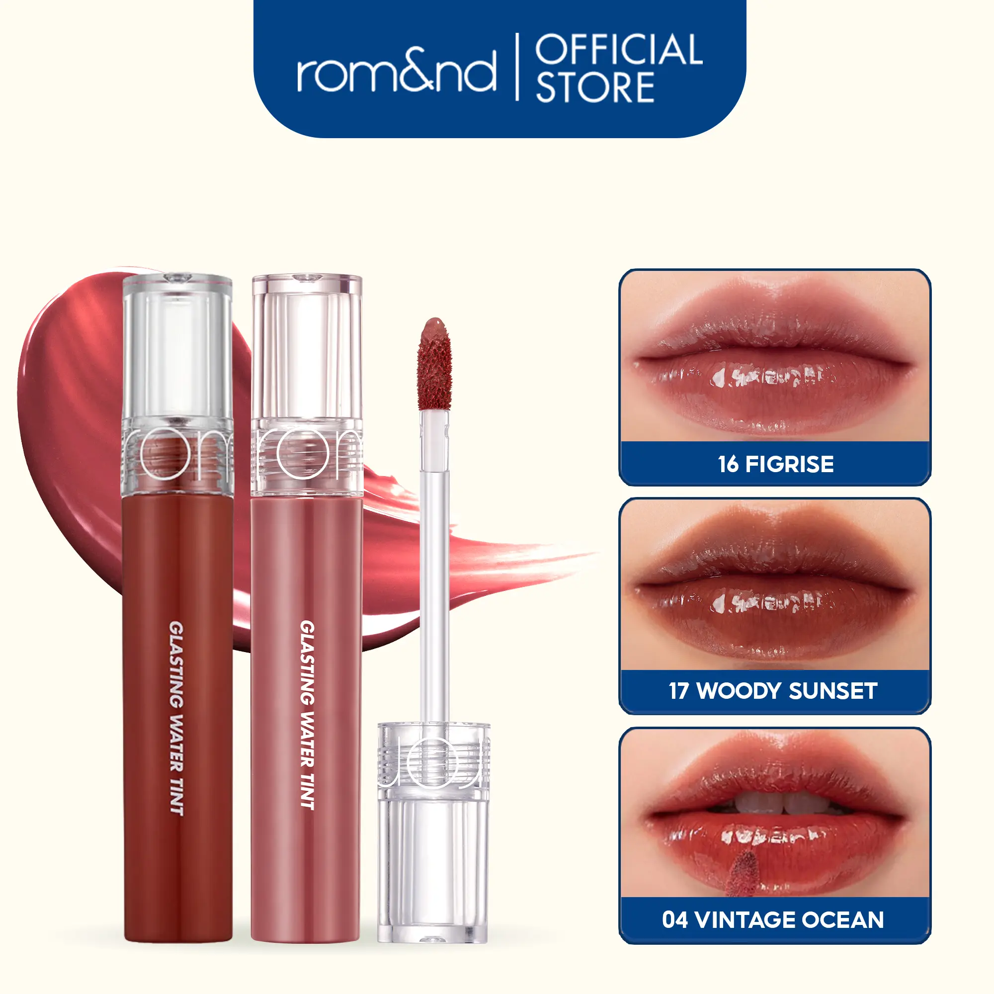 Son Tint Nước Trang Điểm Hàn Quốc Romand Glasting Water Tint 4g Cosmetic Mỹ Phẩm figriseromand romand Rom&nd