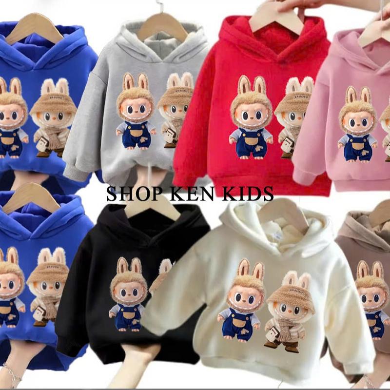 Áo nỉ hoodie dành cho bé trai và bé gái từ 9-45 kg mẫu ĐÔI BẠN THÂN LABUBU chất liệu nỉ. 8