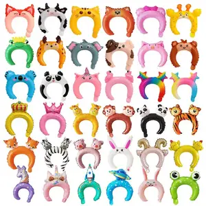 Paket 10 pcs Balon bando Karakter Binatang / animal head Band Balon Bando ulang Tahun Anak