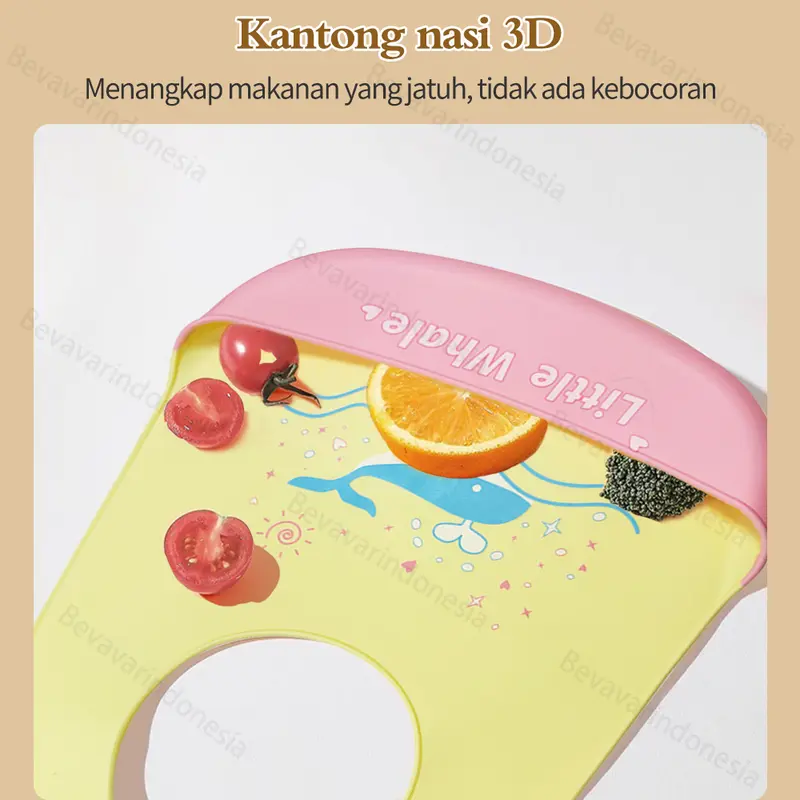 Bevavar Celemek Makan Bayi Lucu Baby Bib Slabber Silikon Anti Air 4