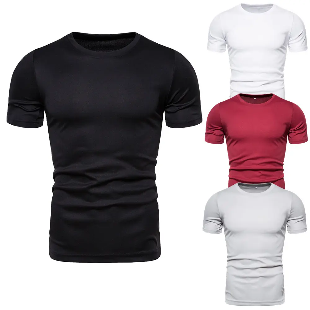 2025 Summer New Men's Short Sleeve Solid Color T-Shirt Casual Crew Neck Base Shirt Plus Size Menswear Top