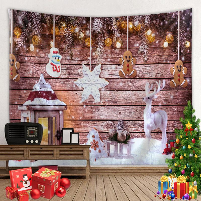 Product Introduction of Christmas Themed Tapestry, 1 Count Winter Christmas Landscape Pattern Wall Hanging Decor, Wall Art for Home Living Room Bedroom Decor 6