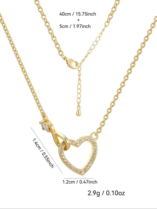 Infinity Symbol & Heart Design Pendant Necklace, Elegant Artificial Zircon Decor Necklace for Women for Party, Daily Decor, Trendy All-match & Exquisite Jewelry for Birthday Gift 1