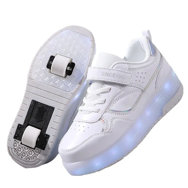 Hot-Selling High-Value Heelys Shoes for Boys and Girls, Rechargeable Flashing Smooth Roller Shoes, Student Double-Wheel Skate Shoes with Switch 2